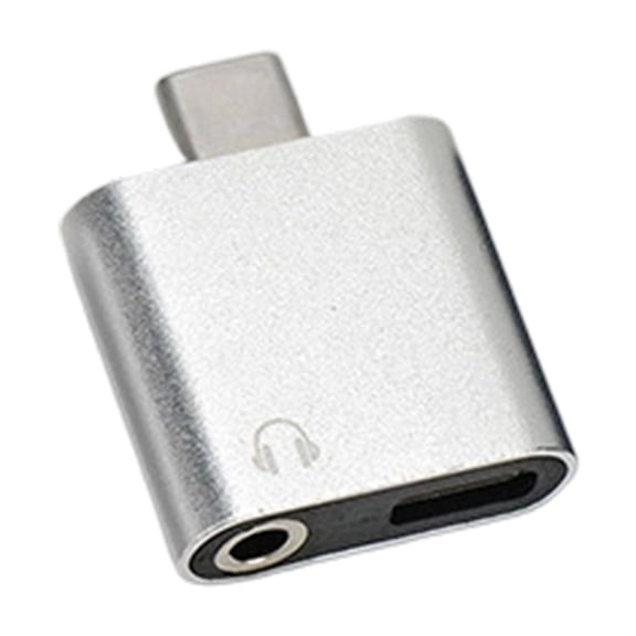 Double Port USB C To 3.5mm and Type C Charging Adapter with Fast Charging Funtion Suitable for Smartphones Tablets