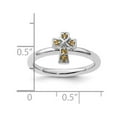 thumbnail image 2 of 2.25mm 925 Sterling Silver Stackable Rhodium Citrine Religious Faith Cross Ring Size 7 Stackable Ring for Women, 2 of 2