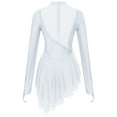 thumbnail image 4 of iixpin Women's  Long Sleeve Figure Ice Skating Dress Rhinestone Mesh Lyrical Dance Leotard Dress White XL, 4 of 7