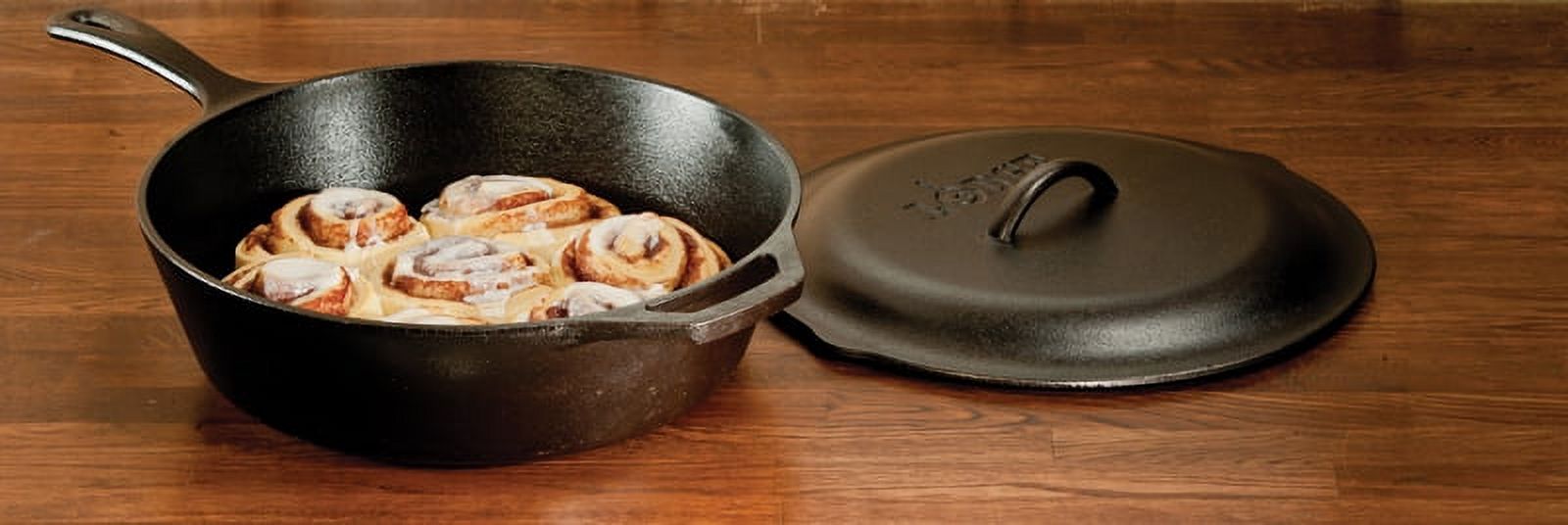 Lodge Cast Iron Pre-Seasoned Deep Skillet with Iron Cover and Assist Handle, 5 Quart, Black - image 3 of 8