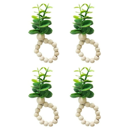 

Eucalyptus Napkin Ring Wooden Beads Faux Greenery Napkin Holder Weddings Party