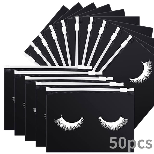 50 Piezas de Bolsas de Maquillaje EVA con Cremallera Shamjiam Multifuncionales 15x10cm Negro