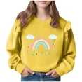 thumbnail image 2 of CLOISE Girls Shirts Casual Long Sleeve Tops with Pockets Crewneck Pullover Graphic Blouses Yellow 7-8T, 2 of 5