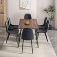thumbnail image 2 of INO Design 7 Piece Modern Kitchen Dining Room Table Set for 6, Classic Brown Wooden Desk Top with Upholstered Fabric Chairs with Metal Legs (Grey), 2 of 2