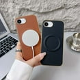 thumbnail image 2 of For iPhone 16e Magnetic Phone Case,Made From PU Leather + Hard PC,Luxurious Electroplated Frame Designing,Compatible with Mag-safe,Ultra Slim Shockproof Rugged Phone Case,Black, 2 of 8