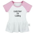 thumbnail image 1 of Everyday I'm Cuddling Funny Dresses For Baby, Newborn Babies Skirts, Infant Princess Dress, 0-24M Kids Graphic Clothes (Pink Raglan Dresses, 6-12 Months), 1 of 5