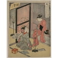 thumbnail image 3 of Suzuki Harunobu 12x14 Black Modern Framed Museum Art Print Titled - Righteousness (Two Boy Prostitutes Seated by a Candle) (From an Untitled Series of the Five Confucian Virtues) (1767), 3 of 5