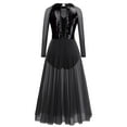 thumbnail image 3 of IBTOM CASTLE Women Lyrical Dance Dress Sequin Long Sleeve Mesh Tulle Flowy Maxi Long Dress Morden Contemporary Dancewear M Black, 3 of 8