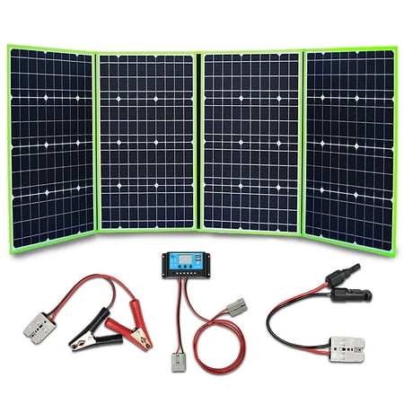 

XINPUGUANG 200w 12v Foldable Solar Panel Kit 4 x 50 watt Solar Charger 20A Charge Controller for Camping Hiking 12 volt Outdoor Leisure Battery Power Generator Station Green