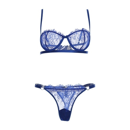 (2-Pack) Puawkoer Set Women Bra Lingerie Plus Size Hell Bunny Belt Sexy Nightwear Lace Women Lingerie V Neck Nightwear Satin Sleepwear Lace Push Underwear Garter Up Sil