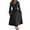 Black, variant on Women's Elegant Long Sleeve Pleated Midi Dress with Belt V-Neck Button Down A-Line Dress for Formal and Casual Occasions