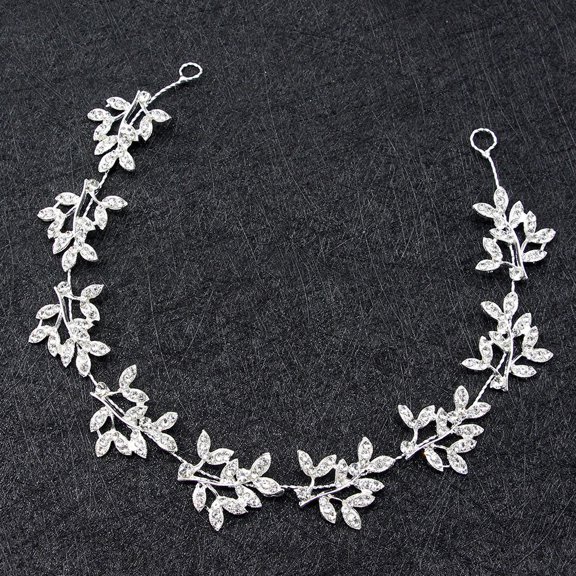 LABSERRON Wedding Bridal Headpiece Leaf Headband Silver 1Pack 33x0.2in Alloy Hair Accessories for Women Parties