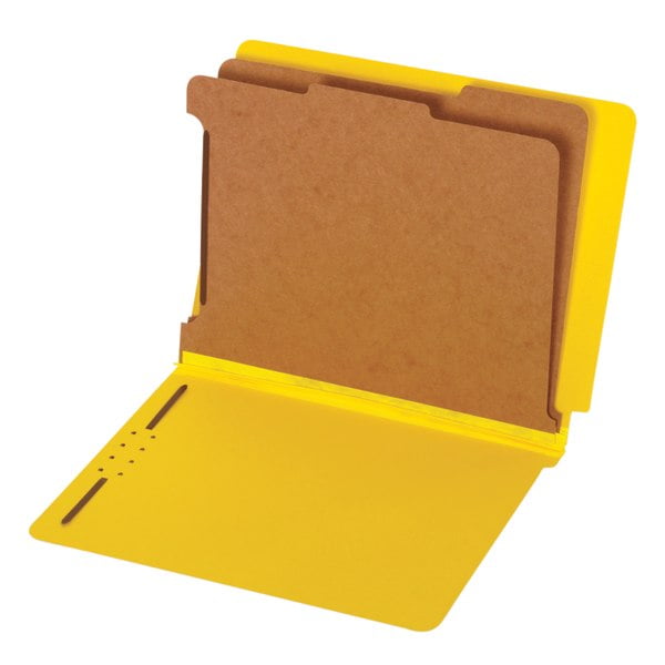 Pendaflex Color End-Tab Folders, Letter Size, Yellow, 50 Per Box - Fastener Folders For Open Shelf Filing