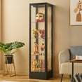 thumbnail image 3 of BAIVAKON Glass Display Cabinet with 12 Color Lights and Lock, 4-Tier Curio Cabinet with Tempered Glass Door, Adjustable Shelves, 63" Metal Display Case for Collectibles Living Room, 3 of 12