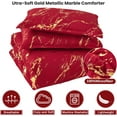 thumbnail image 4 of Red Gold Metallic Marble Comforter Set Queen Size,3pcs Soft Microfiber Bedding Set Adult(90"x90"), 4 of 4