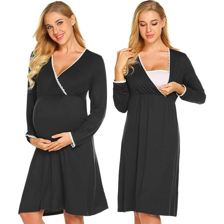 

Women s Maternity Nursing Pajamas Breastfeeding Sleepwear Long Sleeve Dress Breastfeeding Pregnancy PJS