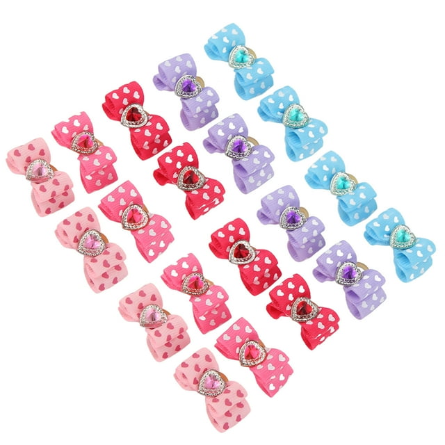 20 piezas banda de goma con lazo para mascotas, bonita y encantadora flor para cabeza de lazo para perros pequeños, medianos y grandes
