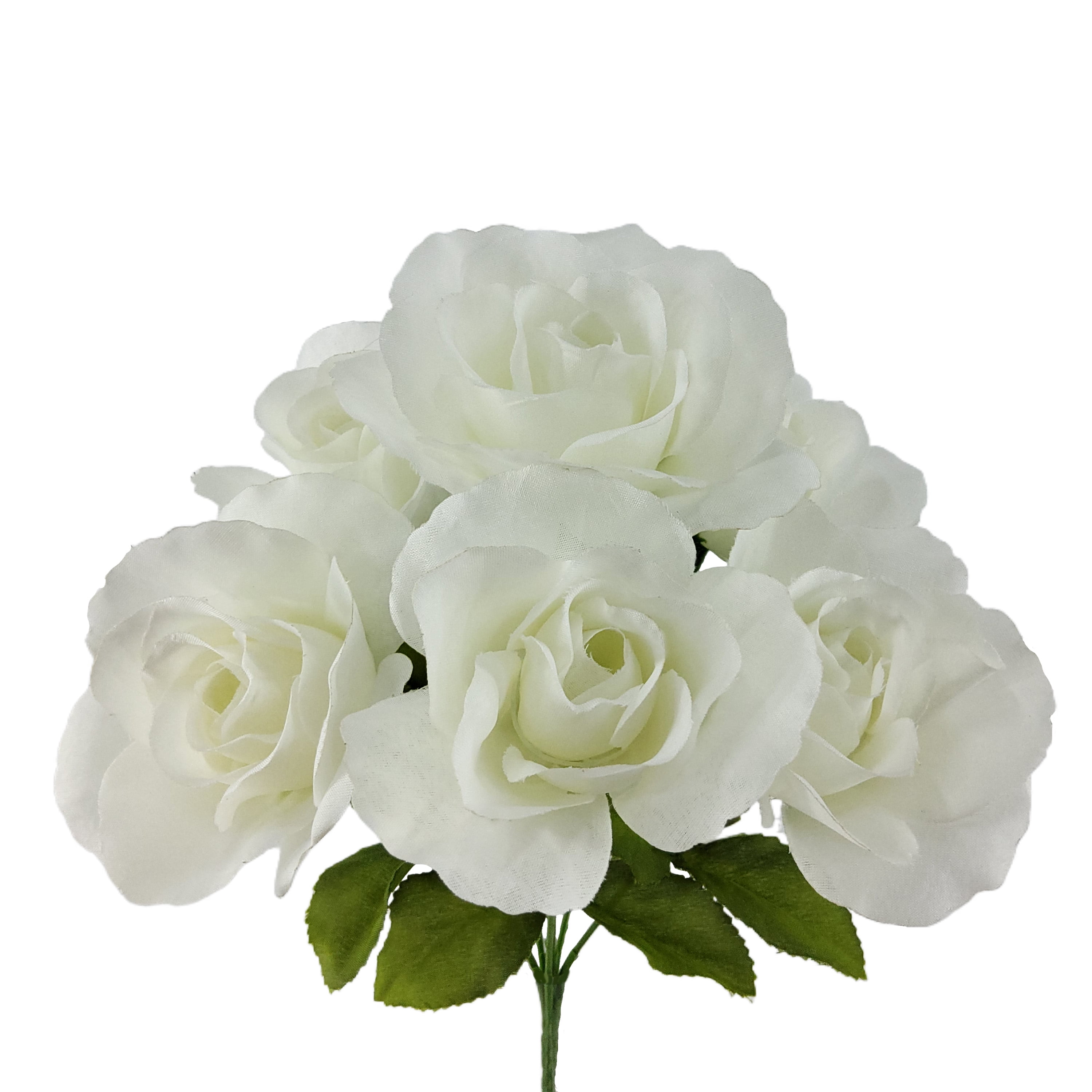 (4 pack) Mainstays Indoor Artificial Sweet Rose Flower Pick, White Color, Assembled Height: 14"