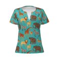 thumbnail image 2 of Uemuo Cute Animals Drawing Women's Deep V-Neck Low Cut Tops - Casual Loose Fit with Stainless Steel Loop, Soft, Breathable, Perfect for Office, Travel, and Daily Wear-X-Large, 2 of 5