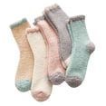thumbnail image 2 of LShunze Womens Fuzzy Socks Cozy Fluffy Winter Warm Slipper Socks Microfiber Soft Home Sleeping Socks 5 Pairs, 2 of 8