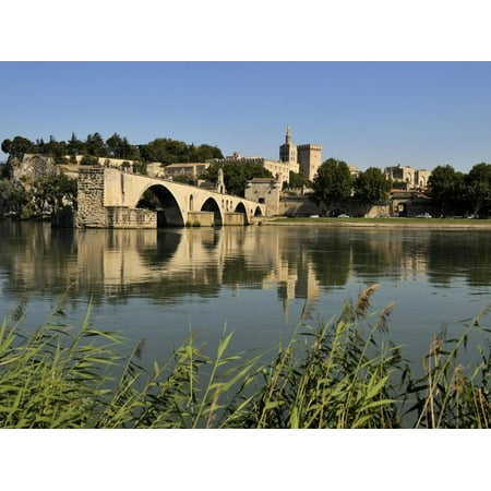 Pont Saint-Benezet and Avignon City Viewed from across the River Rhone, Avignon, Provence, France, Print Wall Art By Peter