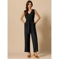 thumbnail image 4 of DARING DIVA Women's V Neck Casual Sleeveless Wide Leg Jumpsuit S Black, 4 of 6