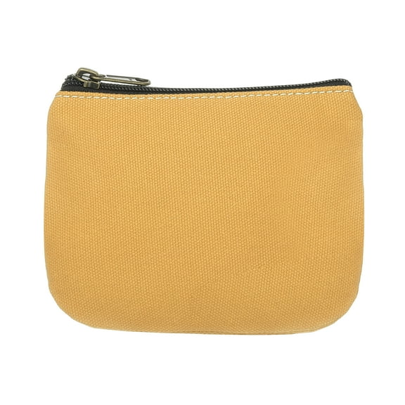 Uxcell Canvas Coin Purse, Small Coin Purse with Zipper Portable Change Pouch Holder Travel Storage Organizer 6x5 in & Yellow-Fitting for ( Change Coins/ID Card/Jewelry Keys/Cosmatic)
