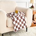 thumbnail image 7 of Brown Checkered Blanket, Ultra Soft Cozy Flannel - Checkered Grid Print Throws for Bed Sofa Couch, Luxury Throw Blanket for All Seasons, 60x80 Inch, Brown, 7 of 7
