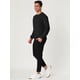 thumbnail image 4 of Sudadera básica informal de manga larga para hombre, cuello redondo, color sólido, talla grande, color negro, 4 of 6