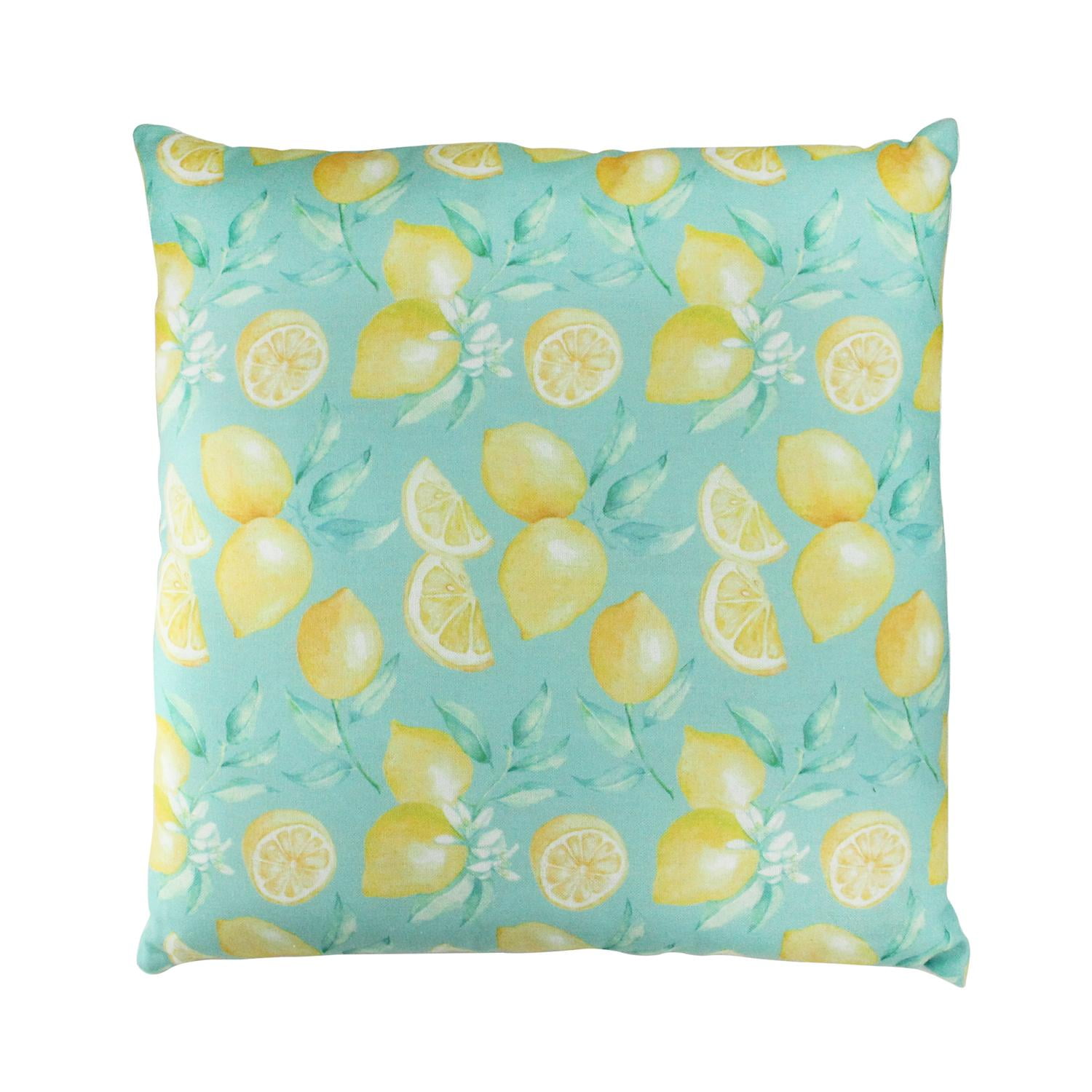17" Green Tropical Lemons Decorative Cotton Throw Pillow