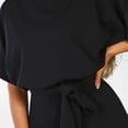 thumbnail image 3 of Guardurnaity Mono de mujer de manga corta con cuello , mono de trabajo para vacaciones en la playa, mono con cinturón, mono de primavera, ropa conjuntos de ropa Negro XXL, 3 of 6