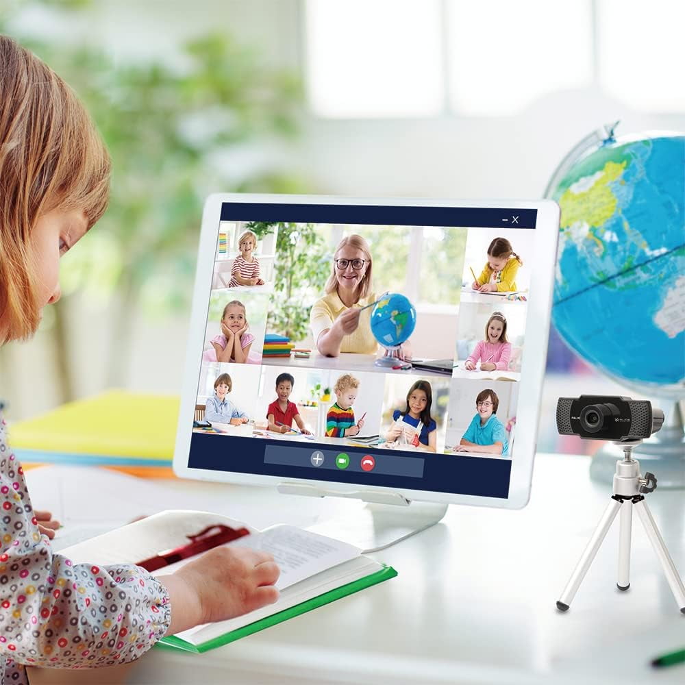 SLIDE INNOVATIONS 1080P HD Webcam, Computer Camera with Microphone, Mini Tripod & Privacy Lens