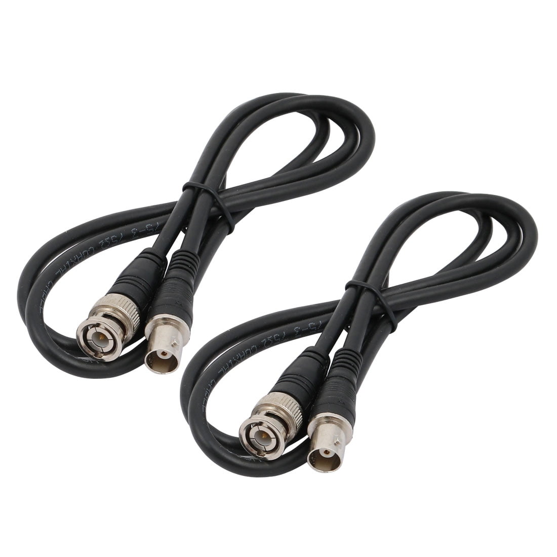 2pcs BNC Male to Female Plug Video Coaxial Extension Cable Black 3.3Ft