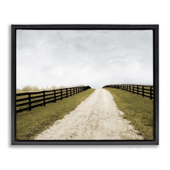 Stupell Industries Fenced Countryside Lane Black Framed Floater Canvas Wall Art, design by Ynon Mabat