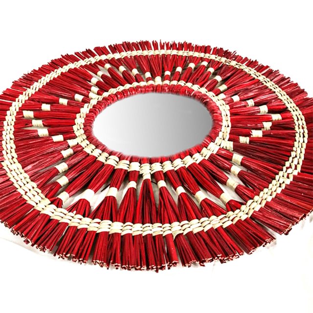 AIHOME Wall Mirror Woven Handmade Makeup Mirror for Bathroom Bedroom