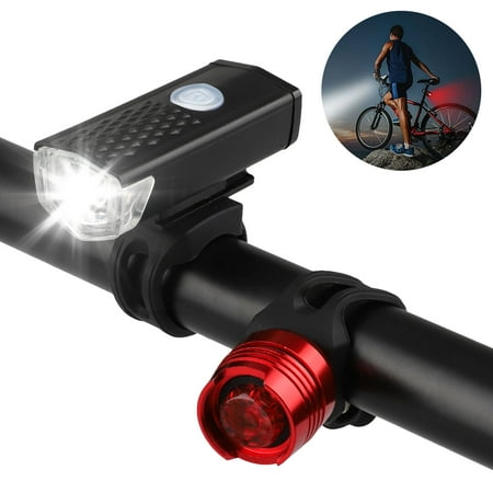 EEEkit USB Rechargeable Bike Light, Super Bright Front Light and Free Bike Tail Light Helmet Light, Waterproof Bicycle Headlight, Taillight, Easy Mount Fits for Mountain Road Kids