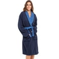 thumbnail image 3 of Notus Shawl Collar Bathrobe for Women Soft Spa Nightgowns 100% Cotton Terry robes for men - Towel Bathrobe Unisex Terry Cloth Bathrobe, Soft Shower Spa Robe Blue Collar Navy S, 3 of 7