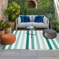 thumbnail image 2 of Green Stripe Outdoor Rug for Patio/Deck/Porch, Non-Slip Large Area Rug 3 x 5 Ft, Gradient Geometric White Vertical Striped Indoor Outdoor Rugs Washable Area Rugs, Reversible Camping Rug Carpet Runner, 2 of 8