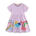 thumbnail image 2 of Bnwani Girls Jumpsuits Dressy Girls Kids Summer New Skirt Girl Round-Neck Cotton Knit Dresses 2T, 2 of 7