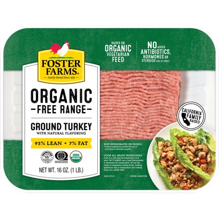 Foster Farms Free Range Organic Ground Turkey, 93/7, 1 lb
