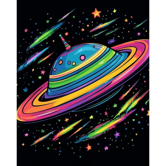 Paint by Numbers for Adults Kids Beginner Rainbow Starship DIY Acrylic Painting by Numbers Kits with Brushes Acrylic Pigment Home Decoration Gifts 16 x 20 inch