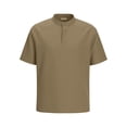 thumbnail image 6 of Kalauyu Mens Henley Shirts Short Sleeve Cotton Casual Summer Basic T-Shirts Solid Collarless Shirts for Work, 6 of 7