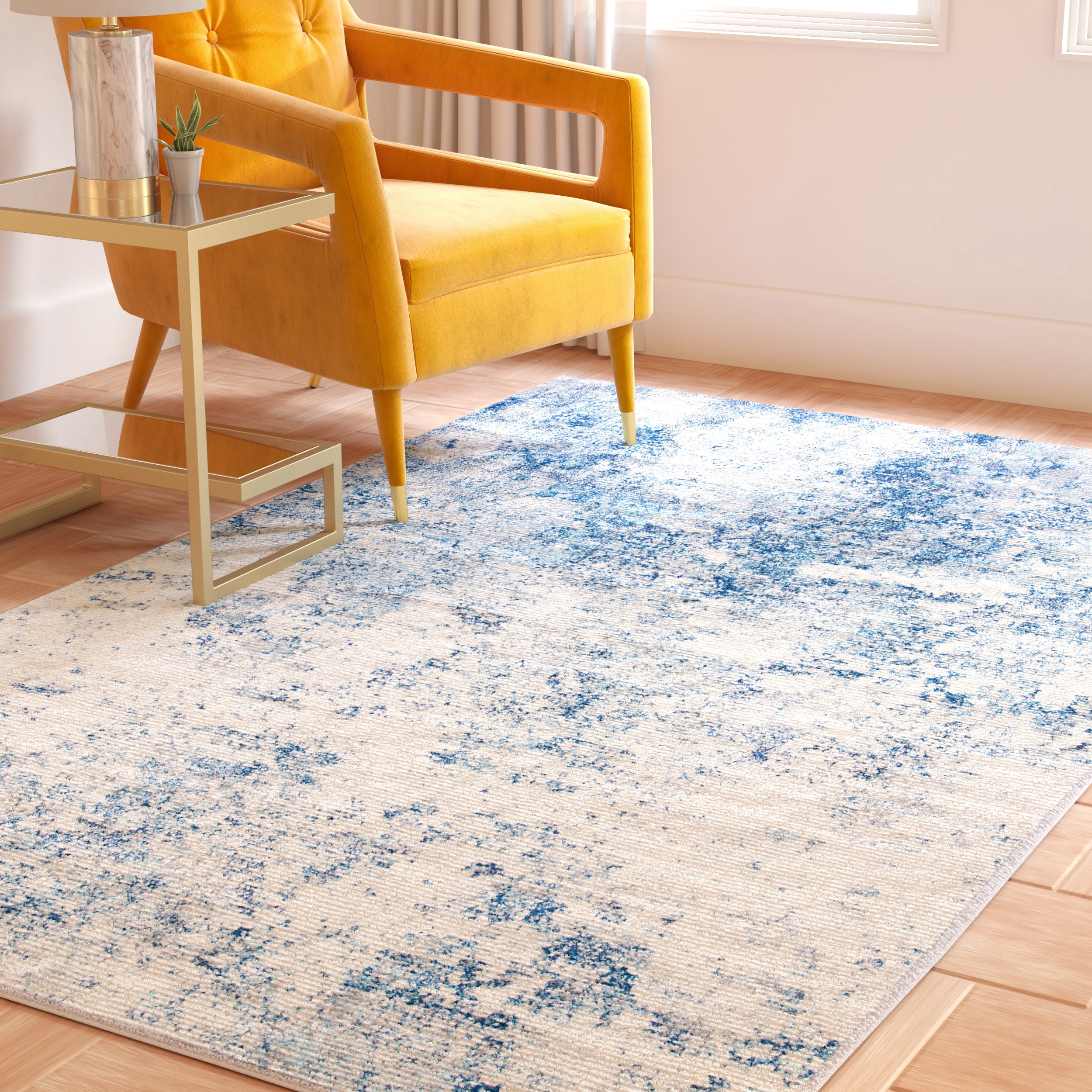 SAFAVIEH Brentwood Ainslee Abstract Area Rug, Ivory/Navy, 5'3" x 7'6"