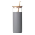 thumbnail image 2 of Travelwant 500ml Glass Water Bottle with Bamboo Lid and Straw, Wide Mouth Water Tumbler Drinking Cups, Straw Silicone Protective Sleeve BPA Free, 2 of 7