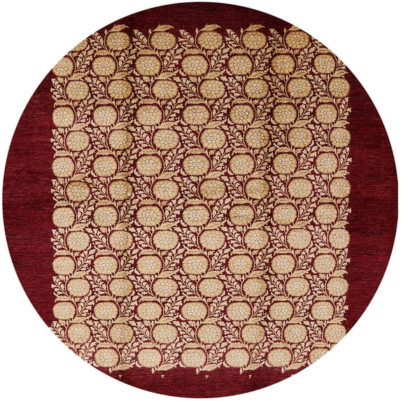 Ahgly Company Indoor Round Mid-Century Modern Brown Sand Brown Oriental Area Rugs, 8' Round