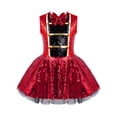 thumbnail image 3 of YiZYiF Robe Tutu de Danse pour Filles Sans Manches à Paillettes Brillantes pour Fête et Spectacle avec Haut-de-Forme Couvre-Chef Rouge 10, 3 of 6
