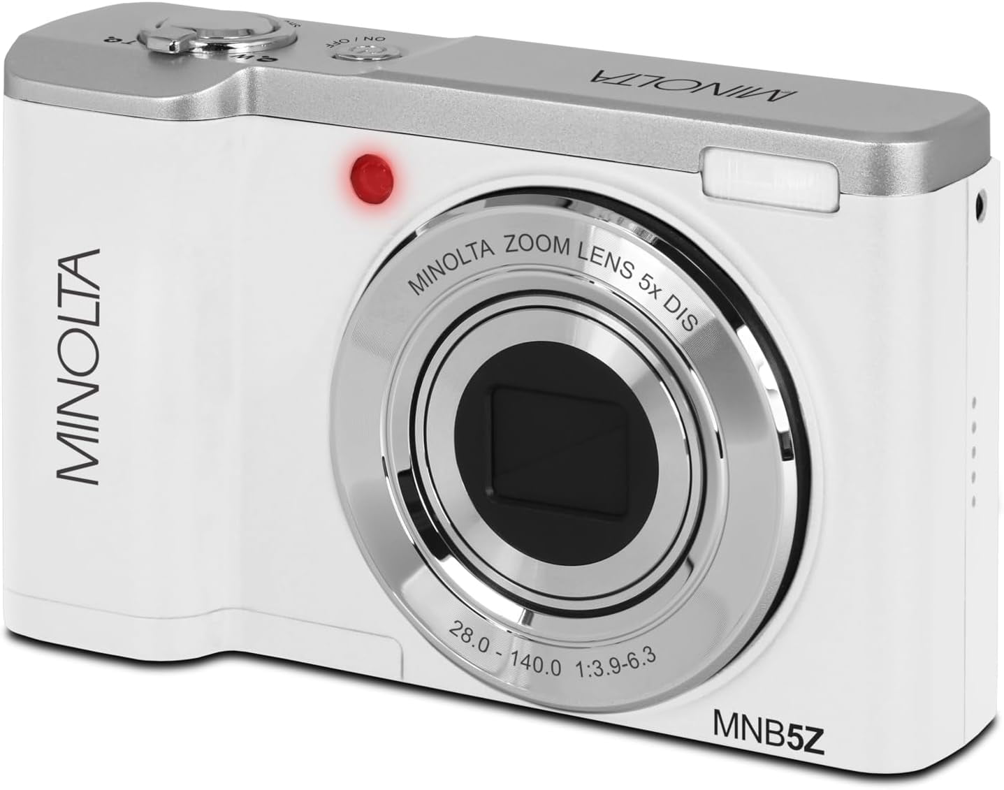 Minolta MNB5Z 56MP Dual Lens Point & Shoot Digital Camera with 5X Optical Zoom & 5K Ultra HD Video Bundle With 32GB Memory Card + Vlogger Tripod + Bag + Cleaning Kit + More Accessories (White)