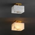 thumbnail image 6 of JONATHAN Y Alessia 8" 1-Light Modern Contemporary Alabaster/Iron Square LED Semi Flush Mount, White Marbling/Brass Gold, 6 of 12