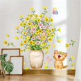 thumbnail image 1 of Yellow Daisy Cute Kitten Wall Stickers, sacinora Cartoon Cat Flower Wall Decals Removable Vinyl Peel and Stick for Living Room Children's Room Bedroom, 1 of 4