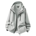 thumbnail image 4 of FRSASU Men's Hooded Rain Jacket, Water‑Resistant Zip Up Outdoor Windbreaker Jacket with Multiple Pockets Gray, 4 of 6